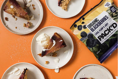 Blackberry and apple upside down polenta cake