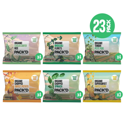 PACKD Organic vegetables freezer filler bundle (23 pack)