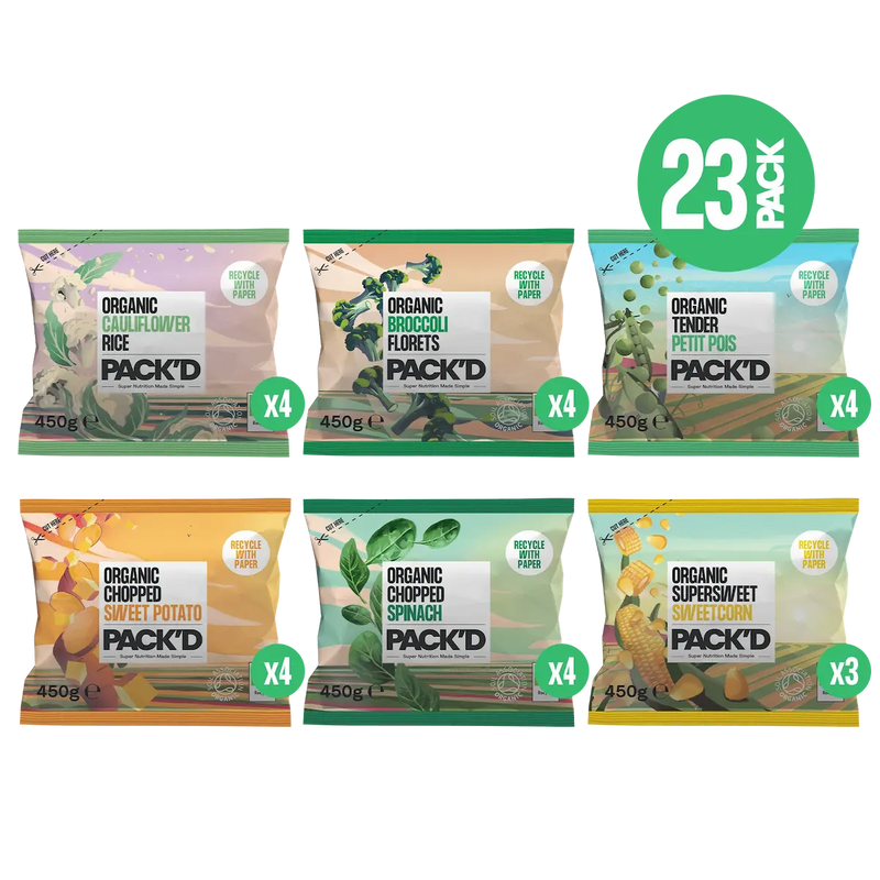 PACKD Organic vegetables freezer filler bundle (23 pack)